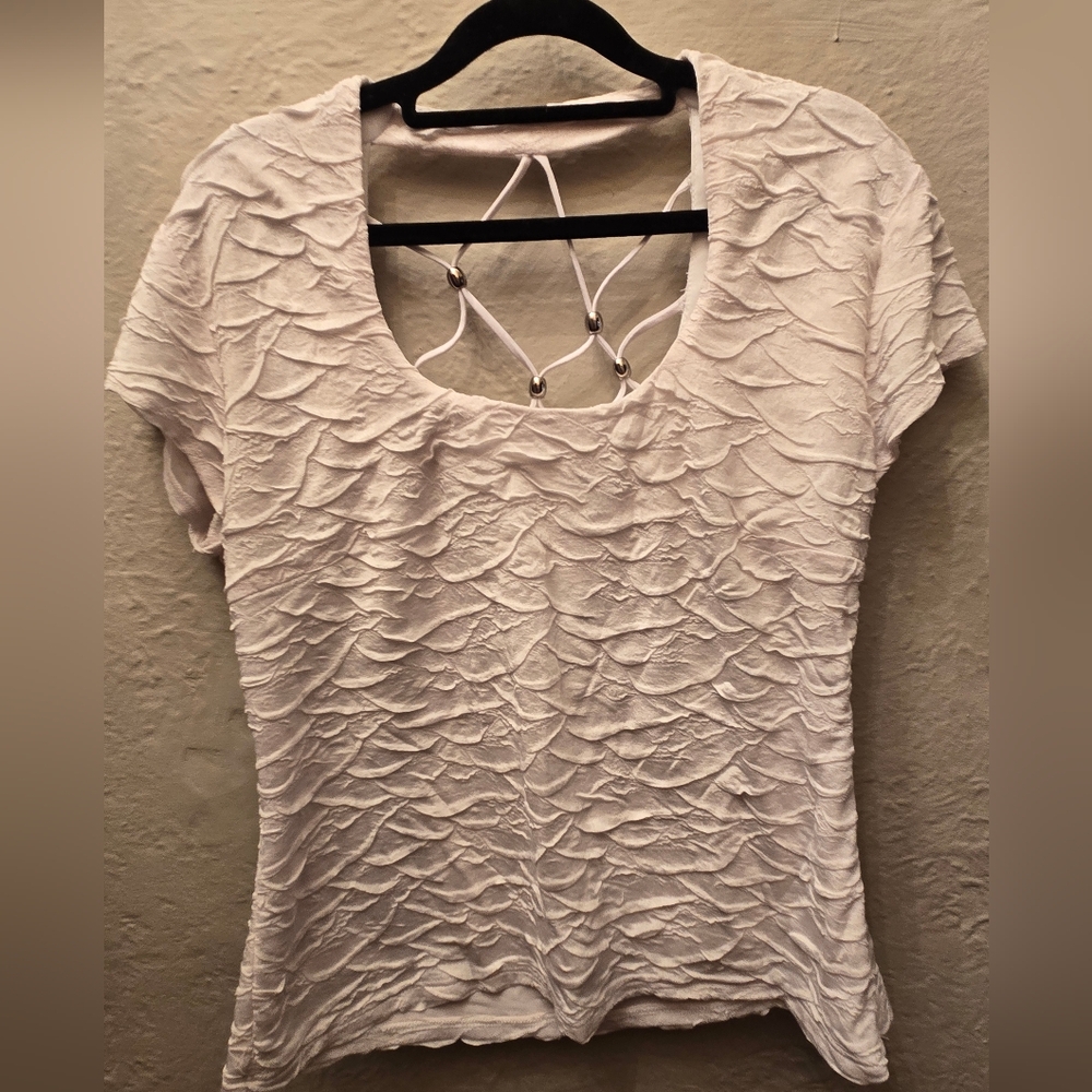 Frank Lyman Textured Top Beaded Lattice Back White Size 16